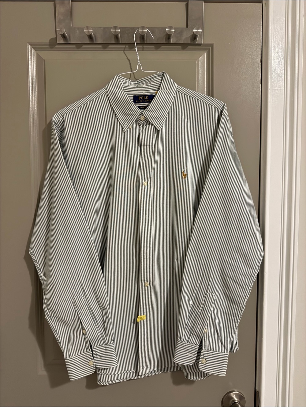 Polo by Ralph Lauren White & Green Narrow-Stripe Dress Shirt